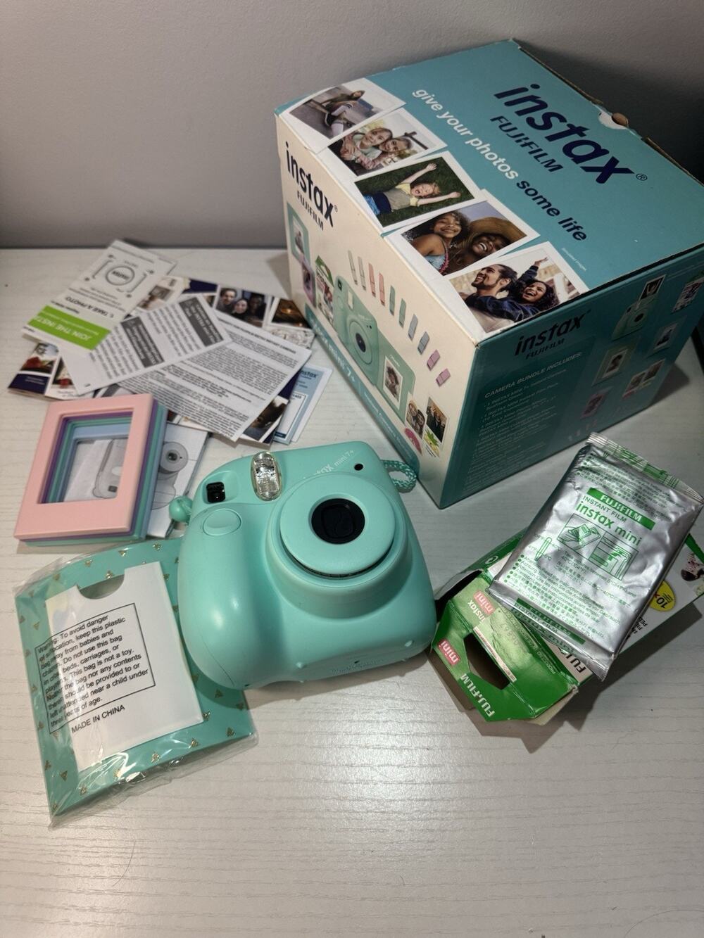 Fujifilm Instax Mini 7+ Camera Bundle Tested Box Expired Film Accessories